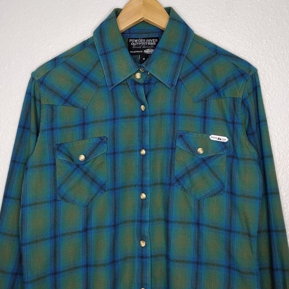 Panhandle Slim Powder River Outfitters Plaid Flannel Western Button Down Shirt - Picture 3 of 14